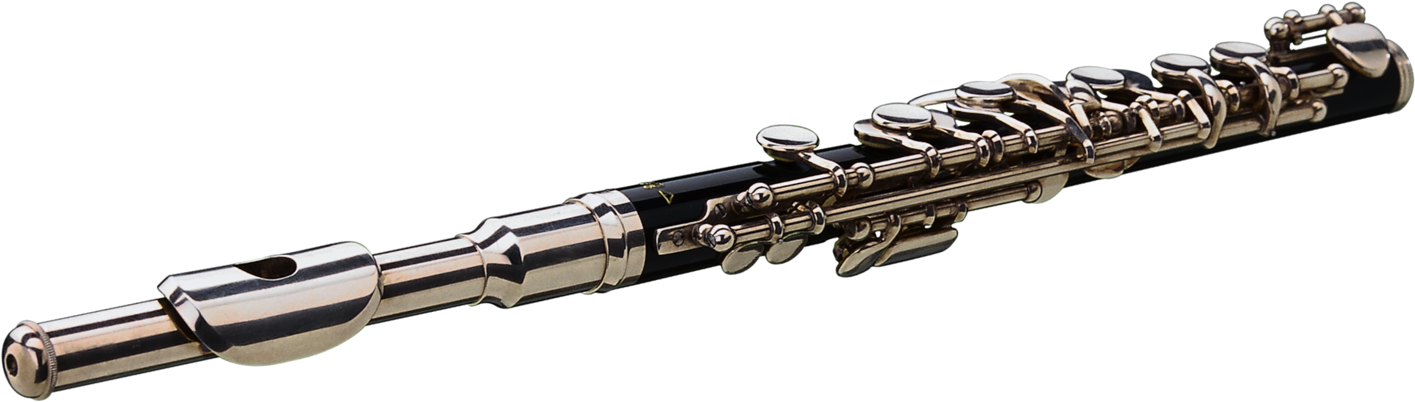 Silver Flute Isolatedon Teal Background PNG with transparent background