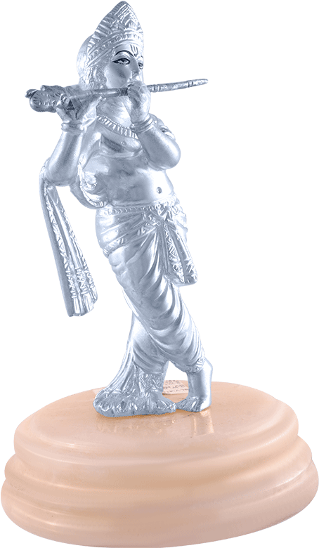 Silver Flute Player Statue PNG with transparent background