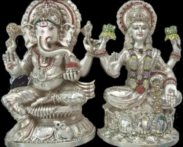 Silver Ganesh Lakshmi Idols