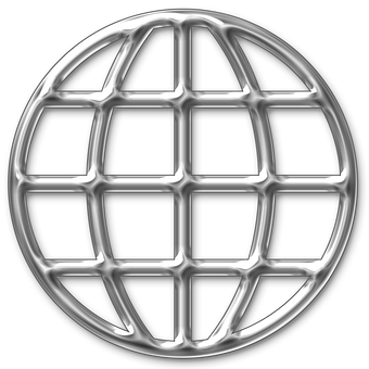 Silver Grid Sphere Design PNG with transparent background