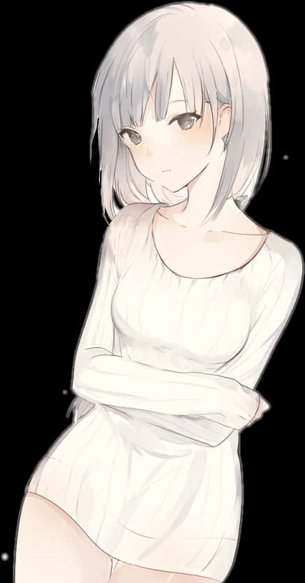 Silver Haired Anime Girl Smiling