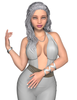 Silver Haired3 D Model Woman