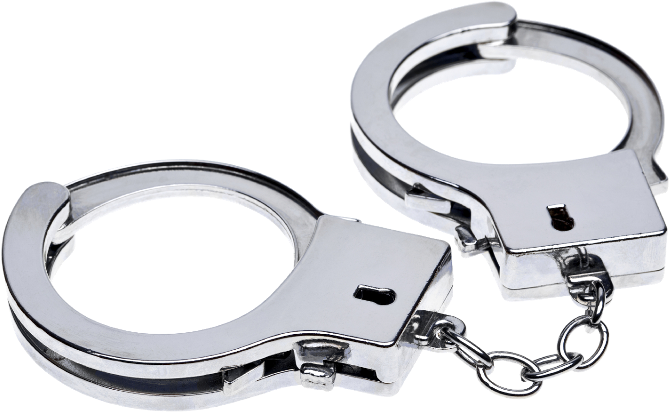 Silver Handcuffs Isolated Background