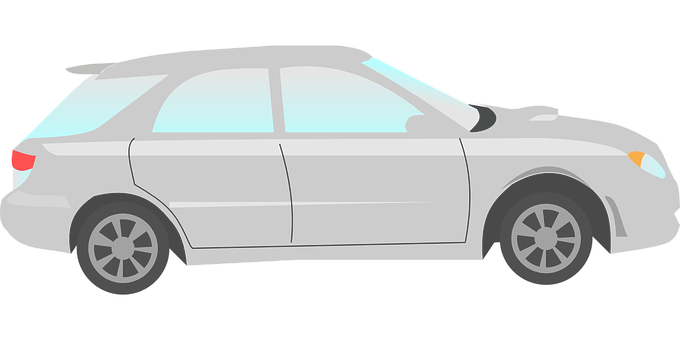 Silver Hatchback Car Illustration