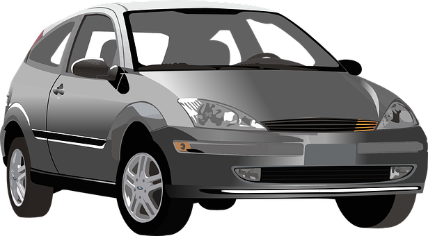 Silver Hatchback Car Illustration PNG with transparent background