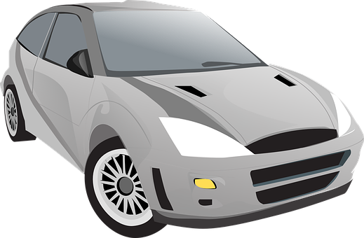 Silver Hatchback Car Illustration