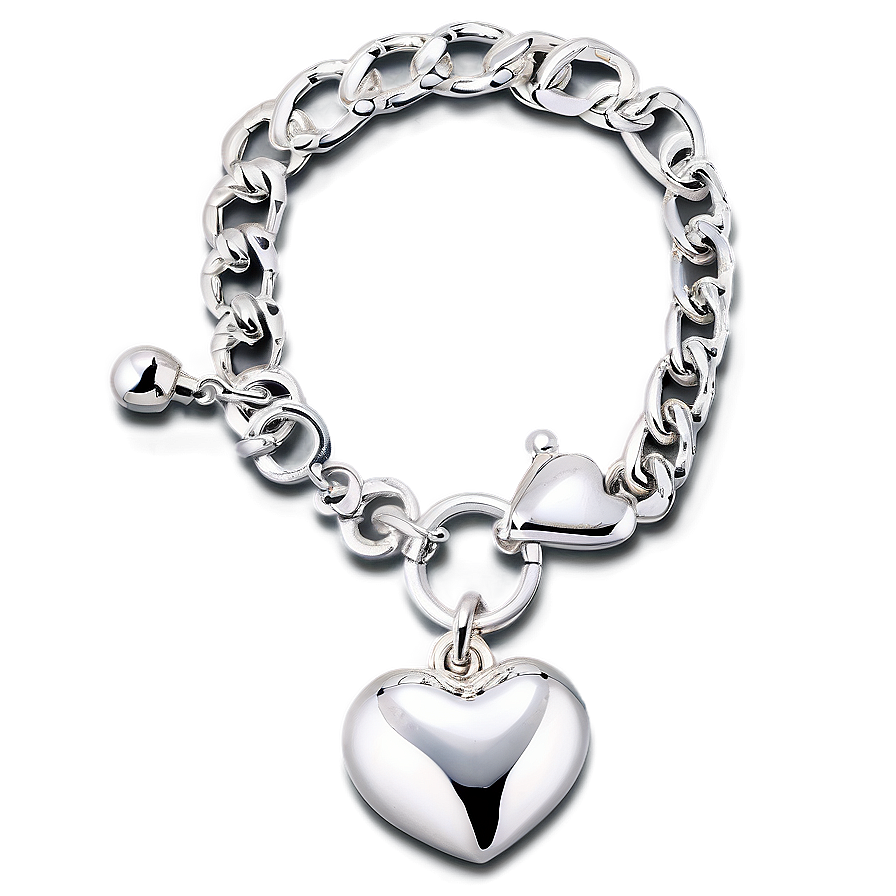 Silver Heart Bracelet Png 06282024