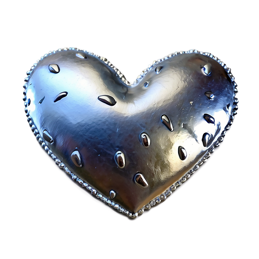 Silver Heart Cake Topper Png 06282024