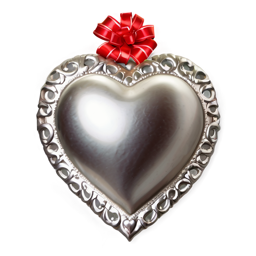 Silver Heart Decoration Png Juc