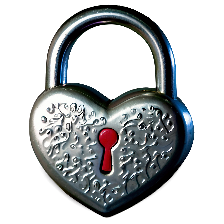 Silver Heart Lock Png 06282024