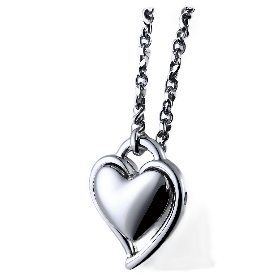 Silver Heart Necklace Png 06282024