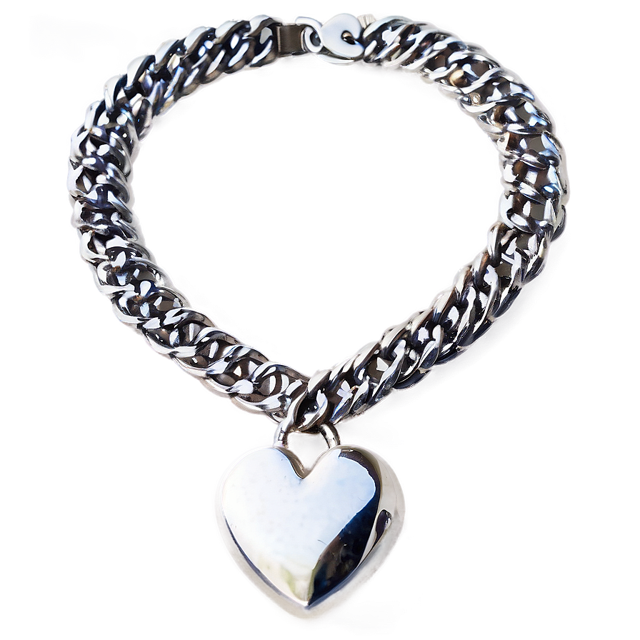 Silver Heart Necklace Png 06282024