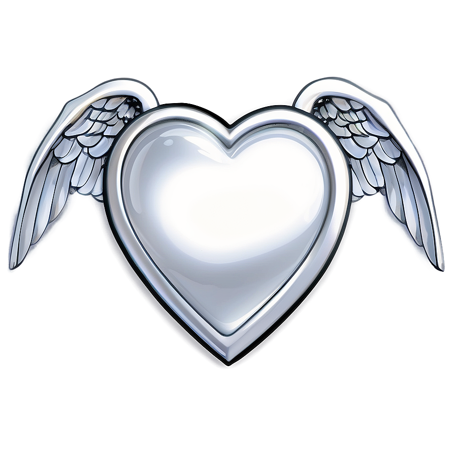 Silver Heart With Wings Png 50