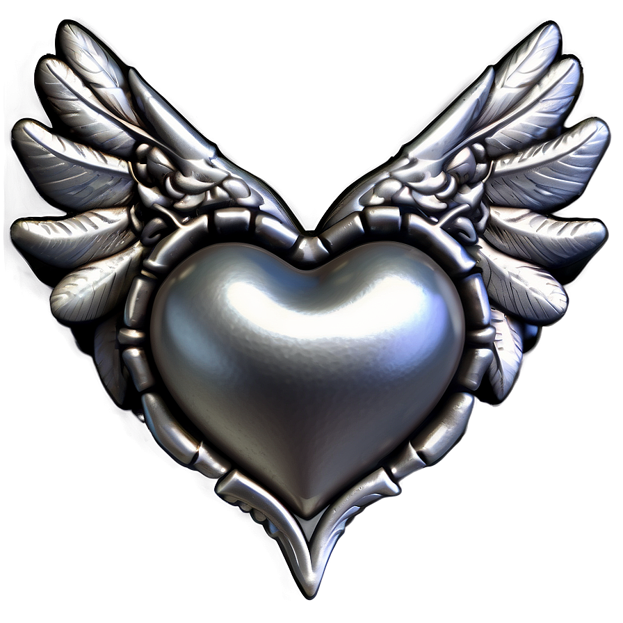 Silver Heart With Wings Png Ljy6