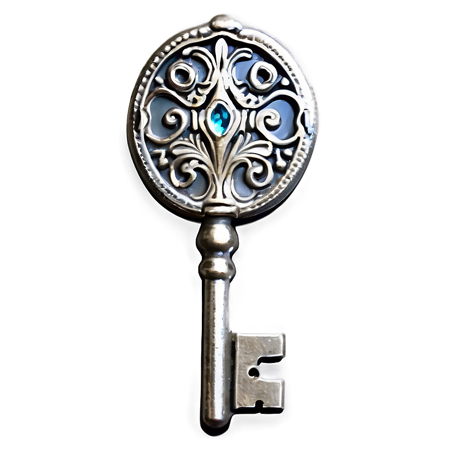 Silver Key Vintage PNG 06112024 PNG with transparent background