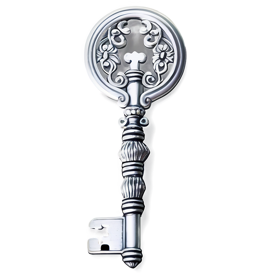 Silver Key Vintage PNG 06112024 PNG with transparent background