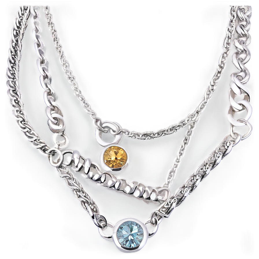 Silver Layered Necklace Png 06282024