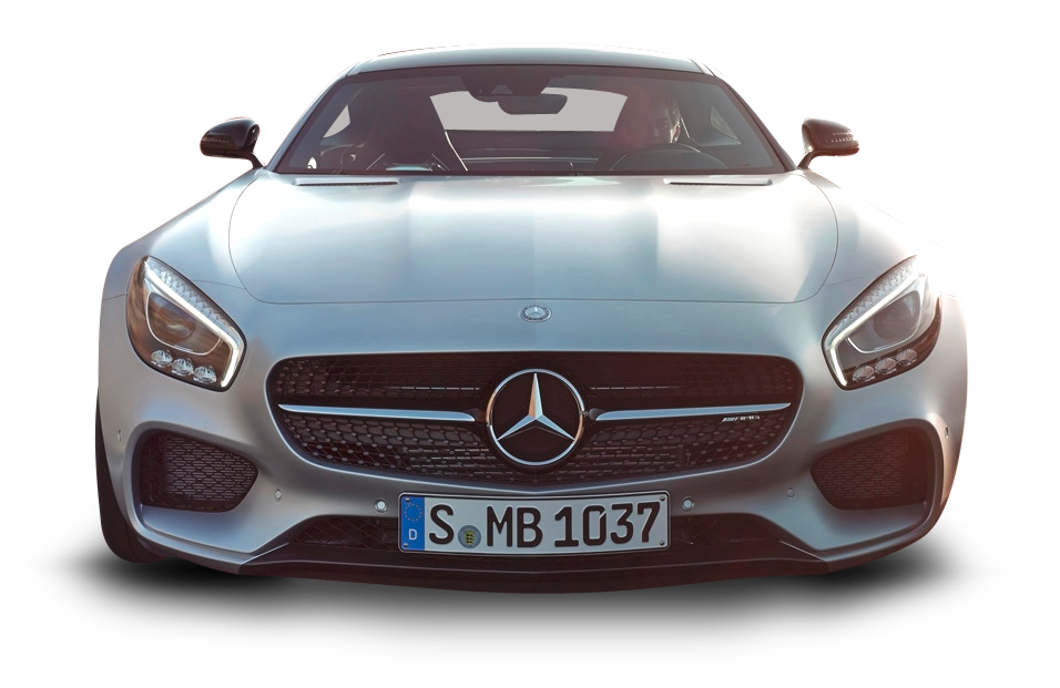 Silver Mercedes Benz Front View PNG with transparent background