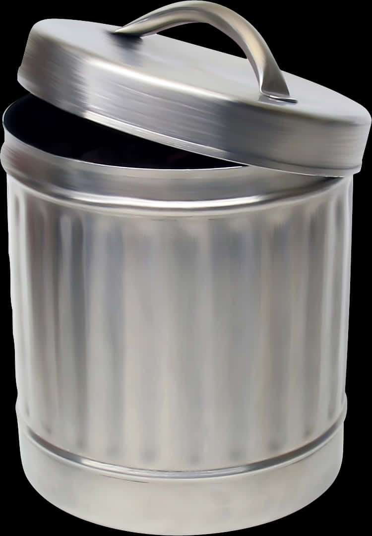 Silver Metal Trash Canwith Lid PNG with transparent background
