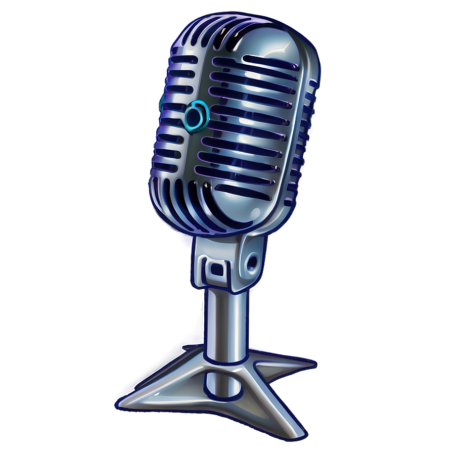 Silver Microphone On Stand Png 06282024