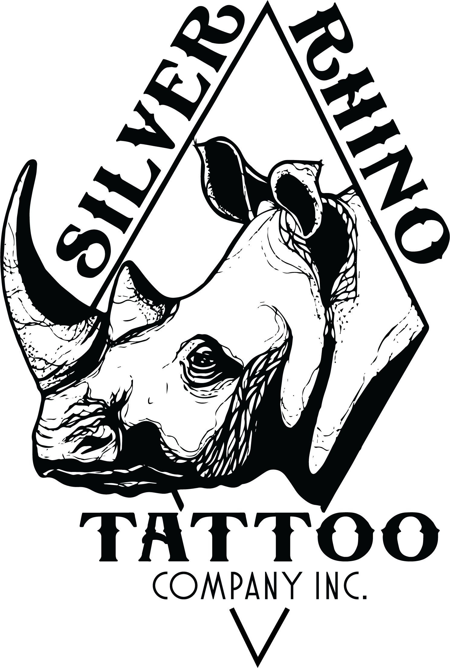 Silver Rhino Tattoo Logo