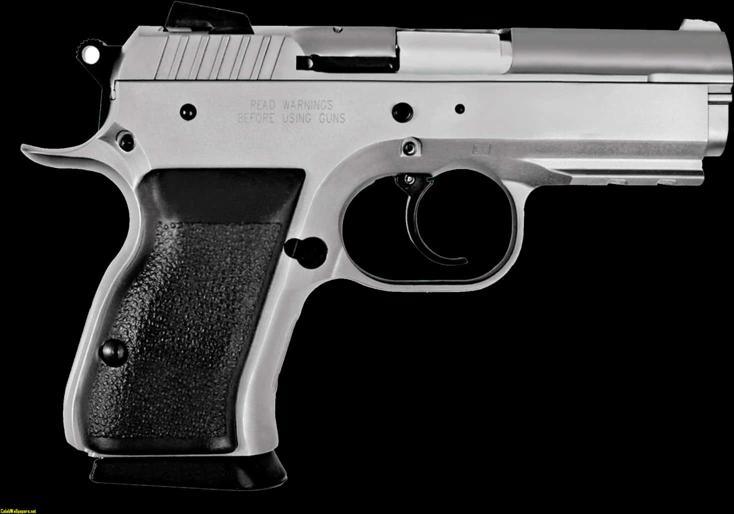 Silver Semi Automatic Pistol PNG with transparent background