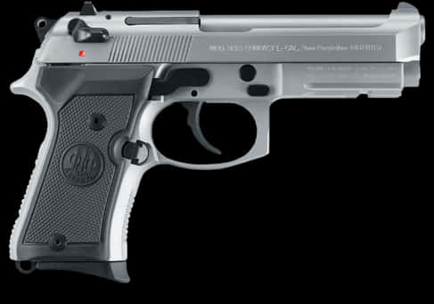 Silver Semi Automatic Pistol PNG with transparent background