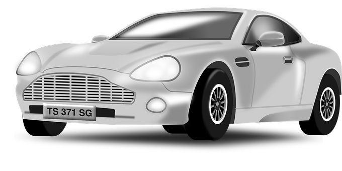 Silver Sports Car Illustration PNG with transparent background