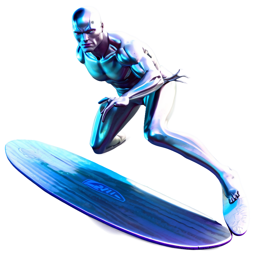 Silver Surfer On Surfboard Png Meh83