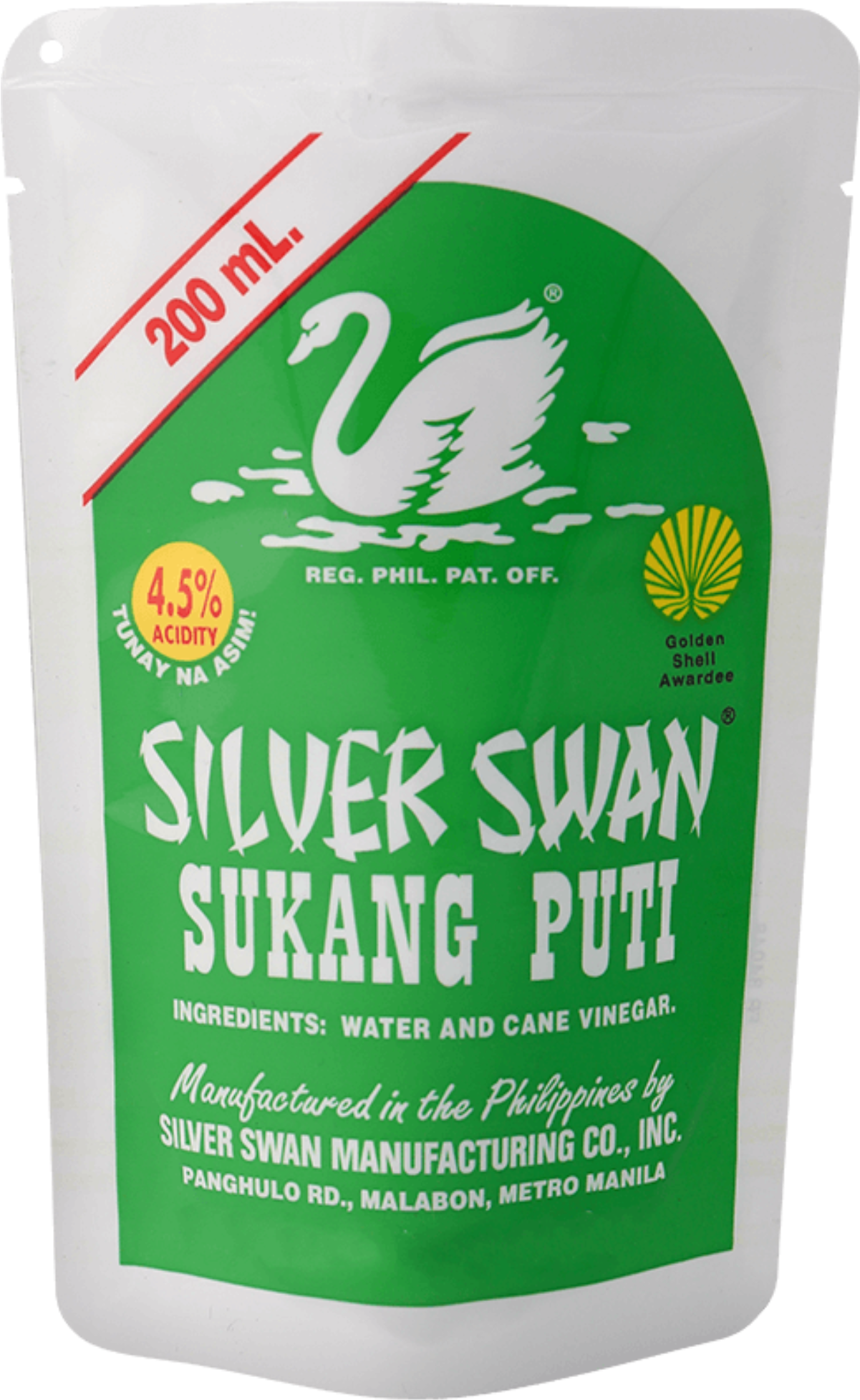 Silver Swan Sukang Puti Vinegar Pouch PNG with transparent background
