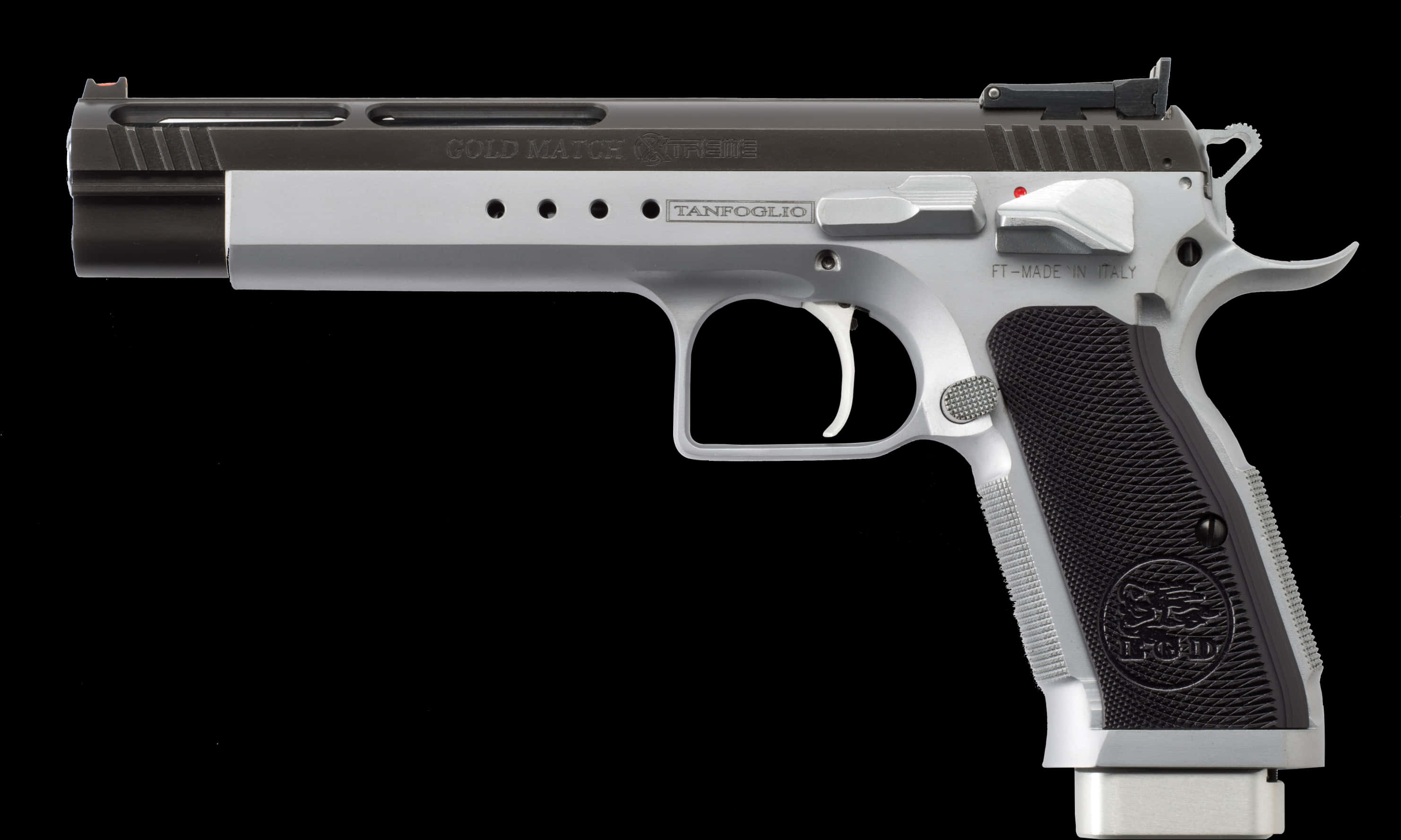 Silver Tanfoglio Pistol Profile PNG with transparent background