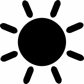 Simple Black Sun Icon PNG with transparent background