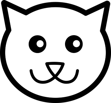 Simple Blackand White Cat Icon PNG with transparent background