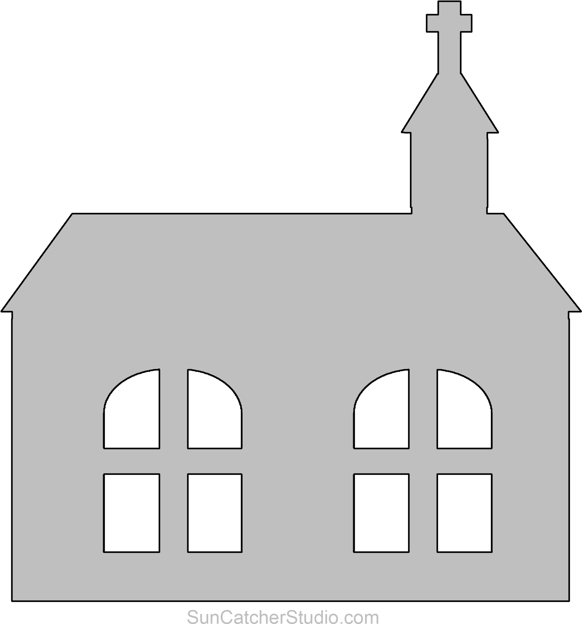 Church Clipart Outline - Church Outline Stencil, HD Png Download PNG with transparent background