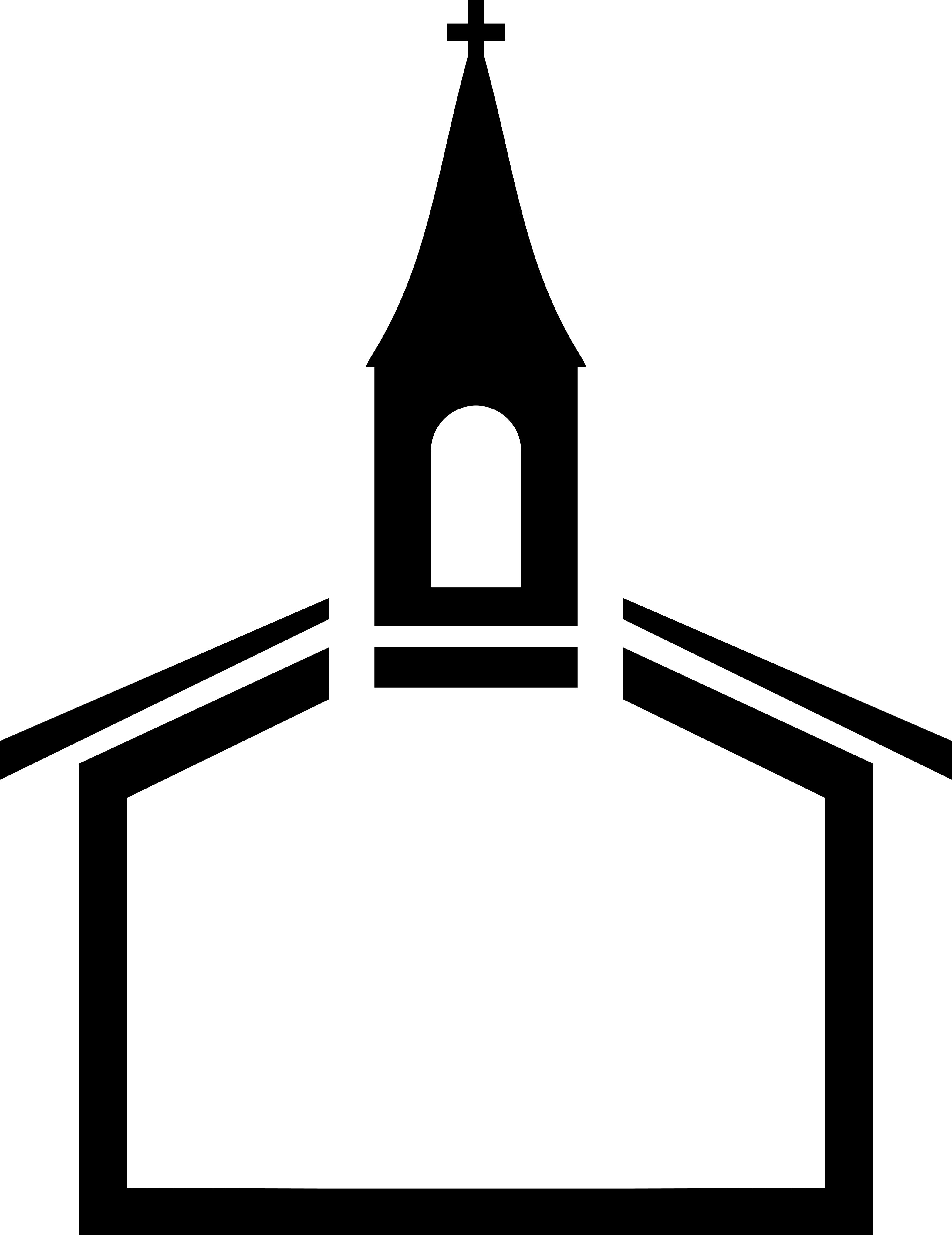 Christian Church Steeple Black Church Clip Art - Outline Of Church, HD Png Download PNG with transparent background
