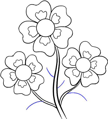 How To Draw Cartoon Flowers Easy Step By Step Drawing - Drawing Flower Images Hd, HD Png Download PNG with transparent background