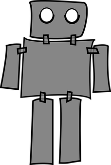 Simple Gray Robot Illustration PNG with transparent background