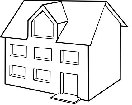 Simple House Line Art PNG with transparent background