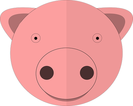 Simple Pig Vector Illustration PNG with transparent background