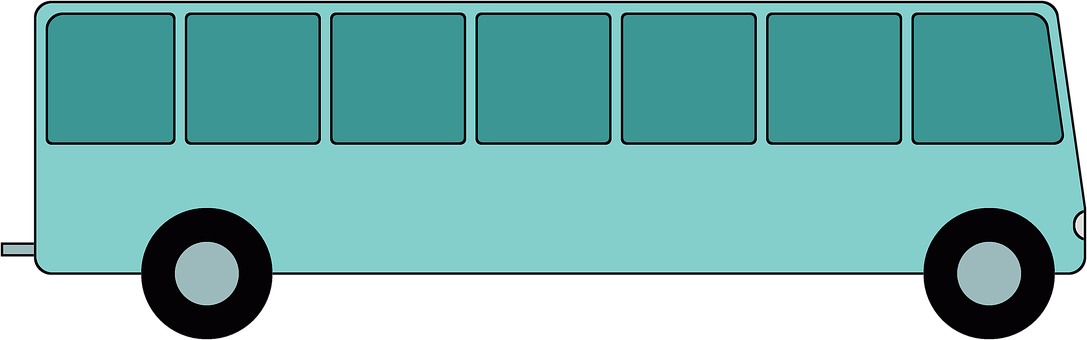 Simplified Blue Bus Graphic PNG with transparent background