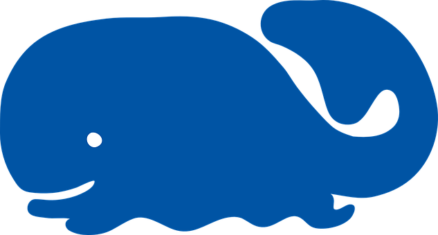 Simplified Blue Whale Illustration PNG with transparent background