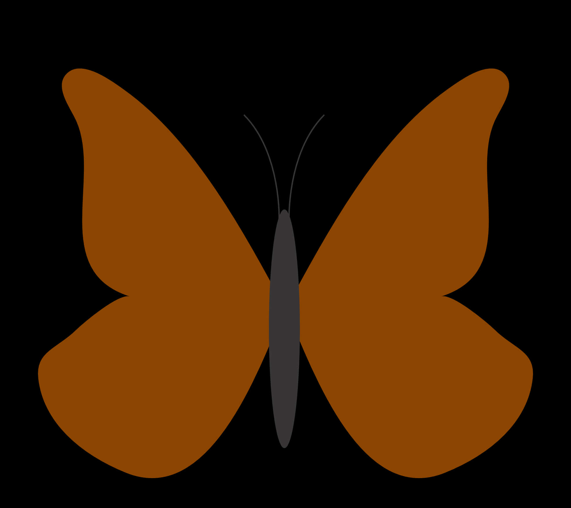 Simplified Brown Butterfly Graphic PNG with transparent background