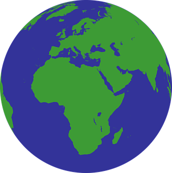 Simplified Color Globe Africa Europe Asia PNG with transparent background