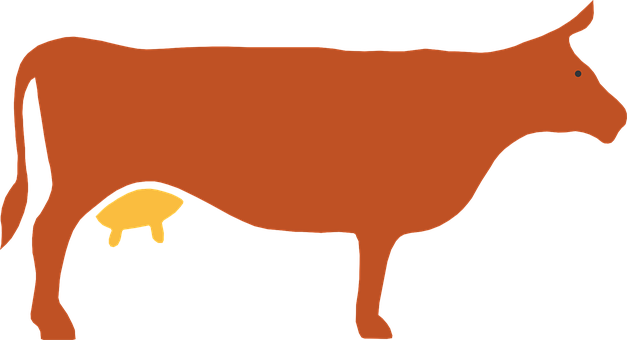 Simplified Cow Silhouette PNG with transparent background