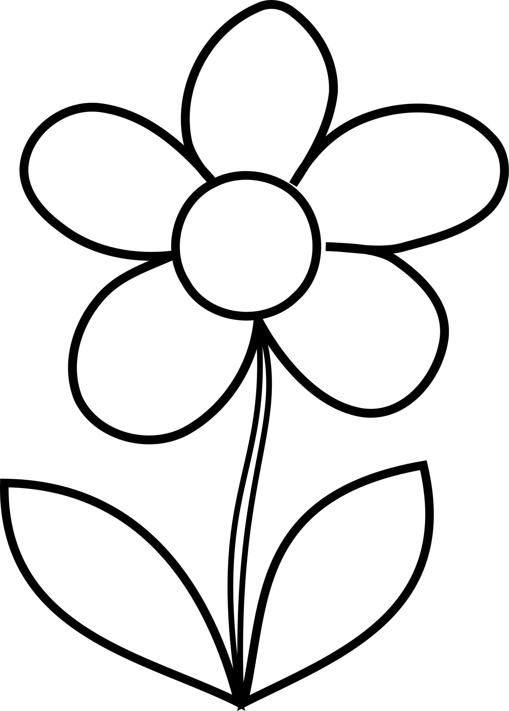 Simplified Flower Illustration B W PNG image with a transparent background, free high-resolution download