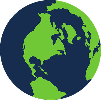 Simplified Globe Western Hemisphere PNG with transparent background