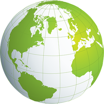 Simplified Green World Map Globe PNG with transparent background