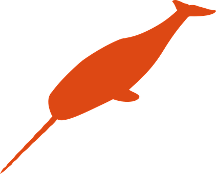 Simplified Orange Narwhal Silhouette PNG with transparent background