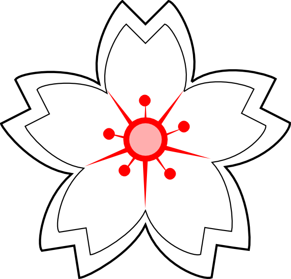 Simplified Redand White Flower Illustration