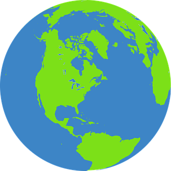 Simplified Vector Globe North America PNG with transparent background